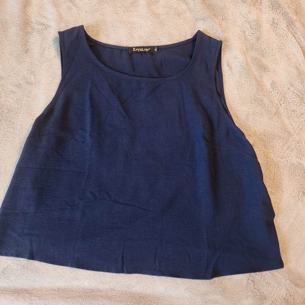 Revolution Blue Boxy Crop Tank Top
